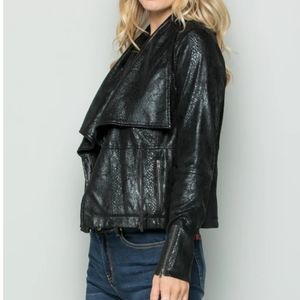See And Be Seen Faux Snakeskin Leather Moto Jacket. Size M